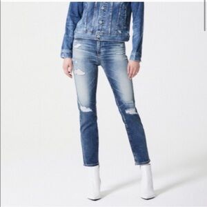 AG Adriano Goldschmied Isabelle High-Rise straight Crop jeans distressed size 30